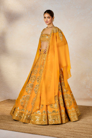 Motichur mango lehenga and cape set