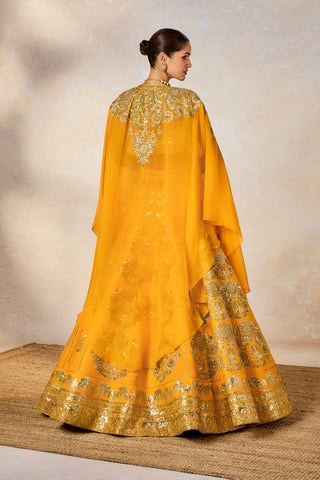 Motichur mango lehenga and cape set