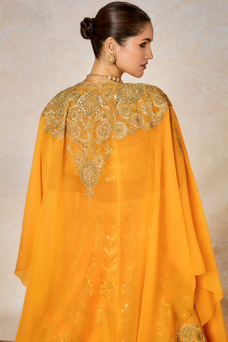 Motichur mango lehenga and cape set