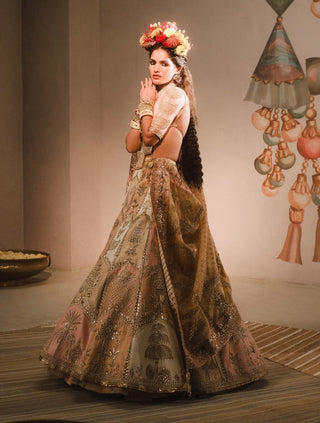 Rabri peach pink lehenga set