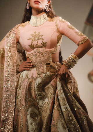 Rabri peach pink lehenga set