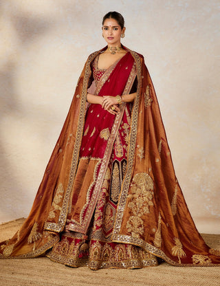 Cranberry anar bagh bridal lehenga set