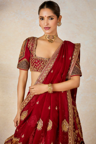 Cranberry anar bagh bridal lehenga set