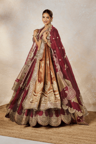 Gajar halwa wine lehenga set