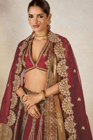 Gajar halwa wine lehenga set