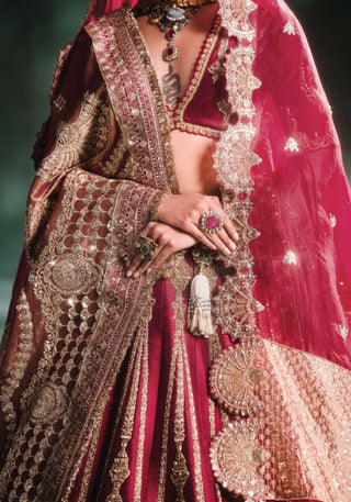 Gajar halwa wine lehenga set