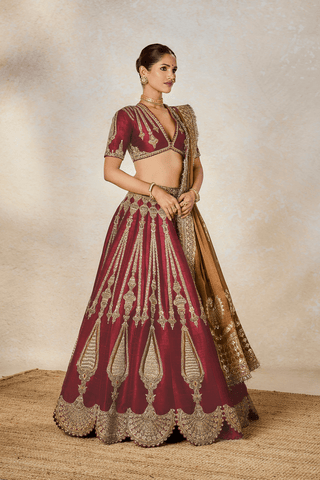 Gajar halwa wine lehenga set