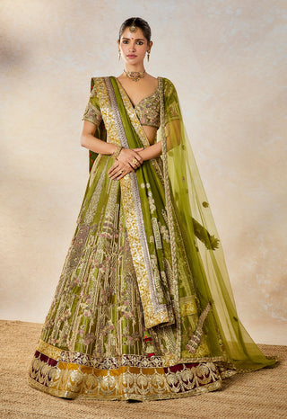 Green aam panna lehenga set