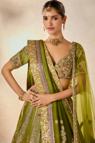 Green aam panna lehenga set