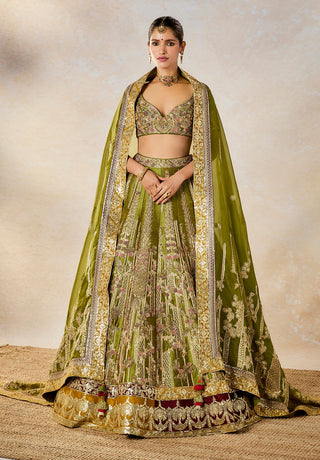 Green aam panna lehenga set