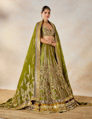 Green aam panna lehenga set