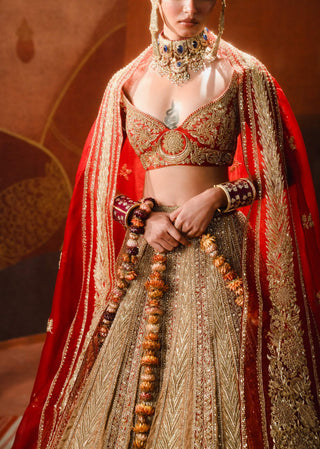 Rust khubani ka meetha lehenga set