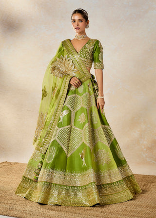 Green jaljeera lehenga set