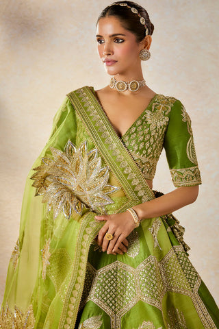 Green jaljeera lehenga set