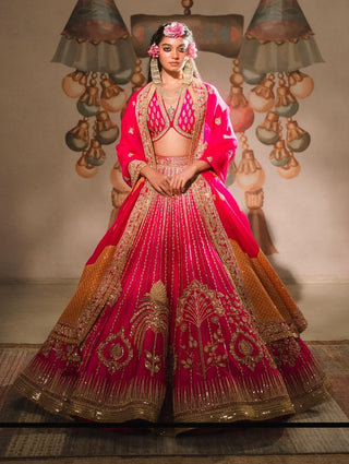 Pink gulaab cham cham lehenga set