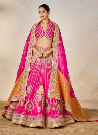 Pink gulaab cham cham lehenga set