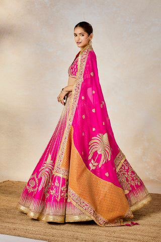 Pink gulaab cham cham lehenga set