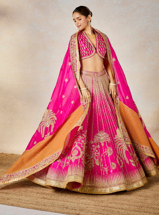 Pink gulaab cham cham lehenga set