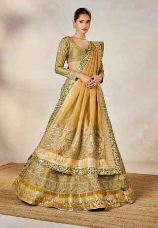 Gold kesar varak lehenga set