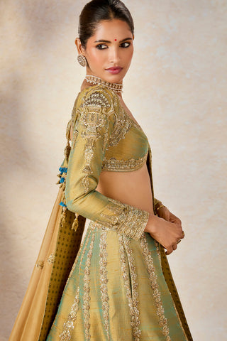 Gold kesar varak lehenga set