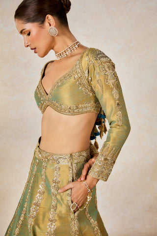 Gold kesar varak lehenga set