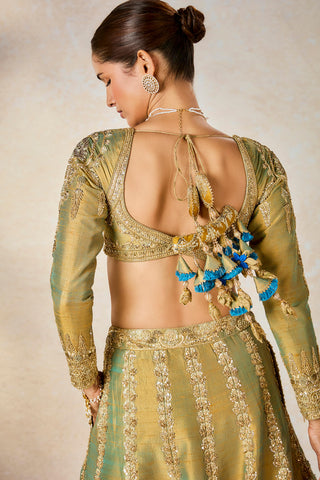 Gold kesar varak lehenga set