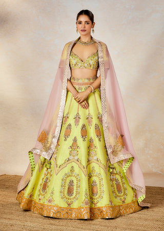 Lime green pista kulfi lehenga set