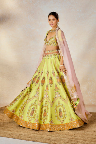 Lime green pista kulfi lehenga set