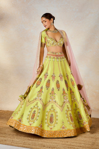 Lime green pista kulfi lehenga set