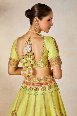 Lime green pista kulfi lehenga set