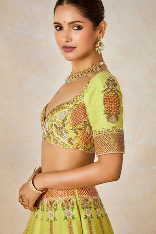 Lime green pista kulfi lehenga set