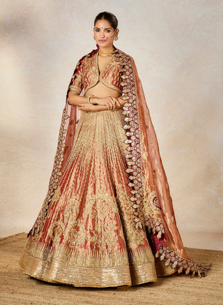 Rust mohanthal lehenga set