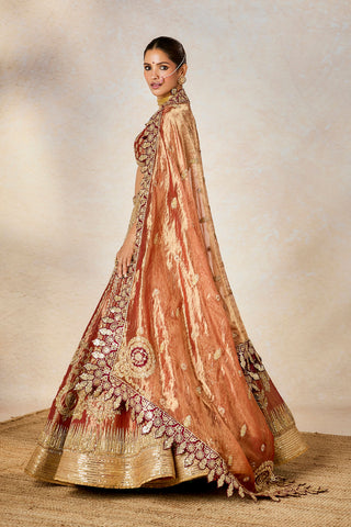 Rust mohanthal lehenga set