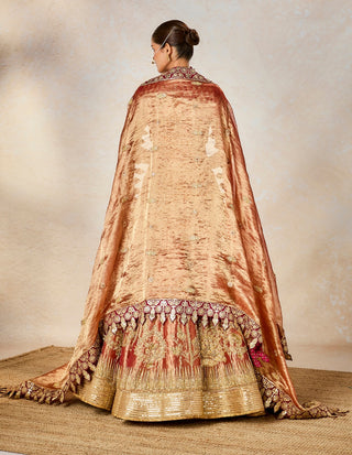 Rust mohanthal lehenga set