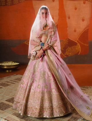 Onion pink gulab barfi lehenga set