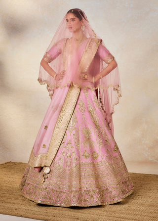 Onion pink gulab barfi lehenga set