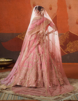 Onion pink gulab barfi lehenga set