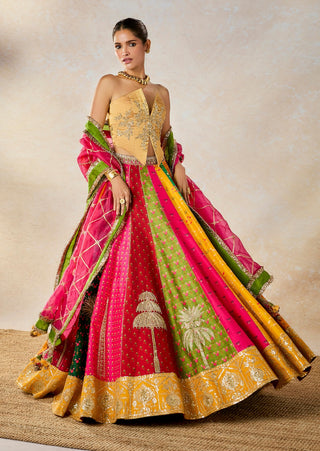 Multicolor rainbow barfi lehenga set