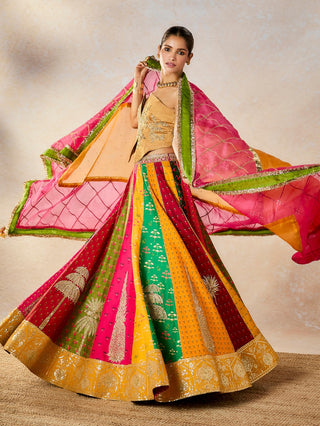 Multicolor rainbow barfi lehenga set