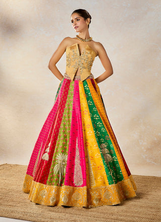 Multicolor rainbow barfi lehenga set