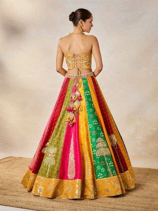 Multicolor rainbow barfi lehenga set