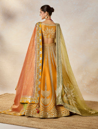 Ochre Imarti Lehenga Set by House Of Masaba available on Indiaspopup