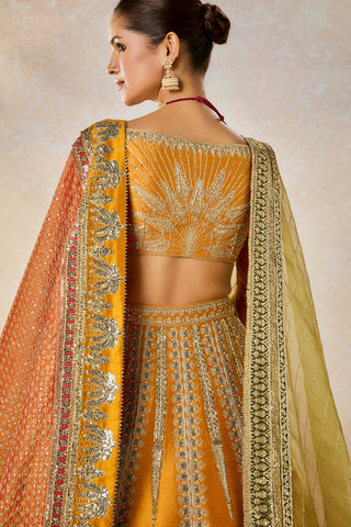 Ochre Imarti Lehenga Set by House Of Masaba available on Indiaspopup