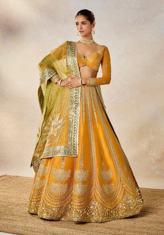 Ochre Imarti Lehenga Set by House Of Masaba available on Indiaspopup