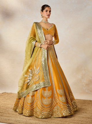 Ochre Imarti Lehenga Set by House Of Masaba available on Indiaspopup