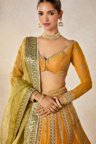 Ochre Imarti Lehenga Set by House Of Masaba available on Indiaspopup