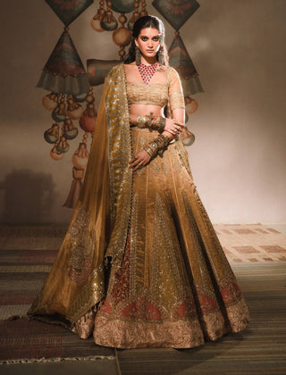 Gold Mysore Pak Lehenga Set by House Of Masaba available on Indiaspopup.com