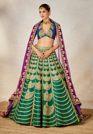 Green khus khus lehenga set