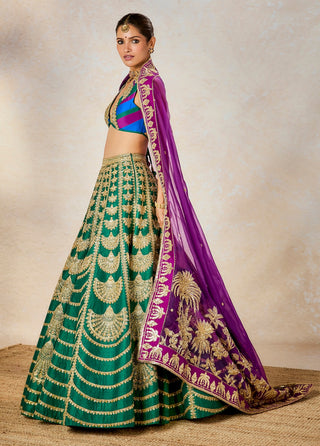 Green khus khus lehenga set