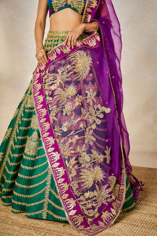 Green khus khus lehenga set